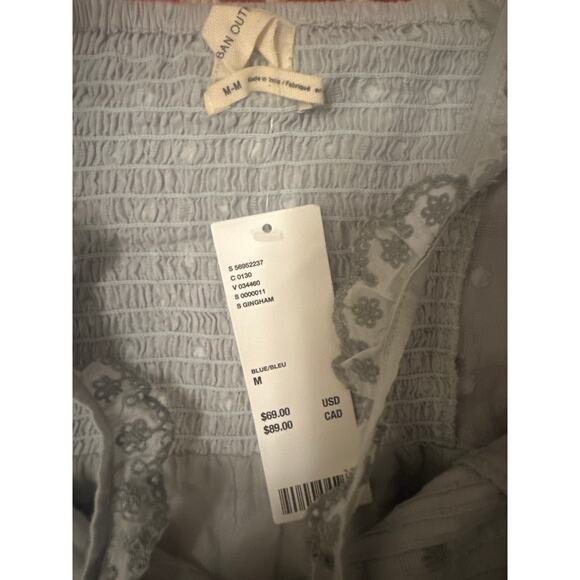 NWT Women M UO Urban Outfitters Tara Embroidered Gingham Blue Mini Dress Cotton - Picture 3 of 5